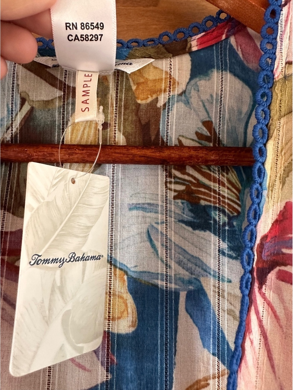 NWT Tommy Bahama Playa Marbella Open Front Beach Tunic Blue Floral Women’s Small - Picture 11 of 15
